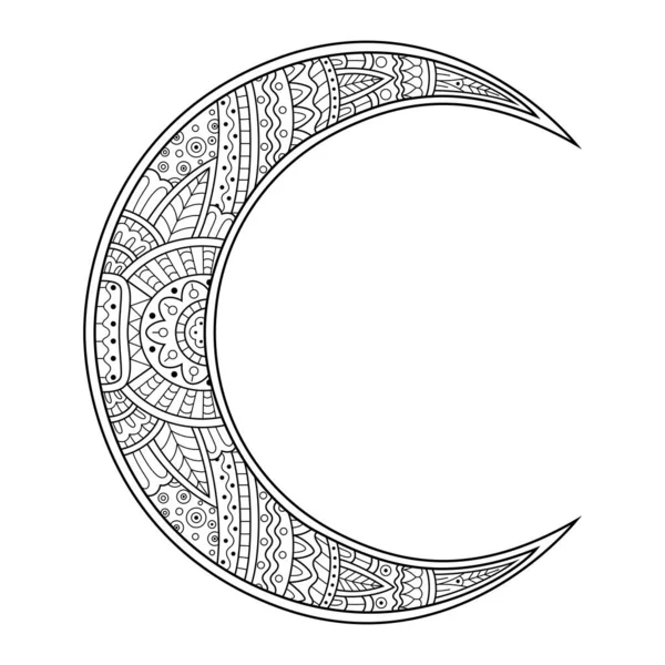 Dessiné Main Clair Lune Dans Style Zentangle — Image vectorielle