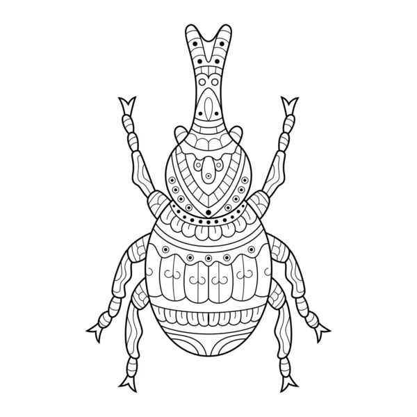 Dibujado Mano Escarabajo Estilo Zentangle — Vector de stock