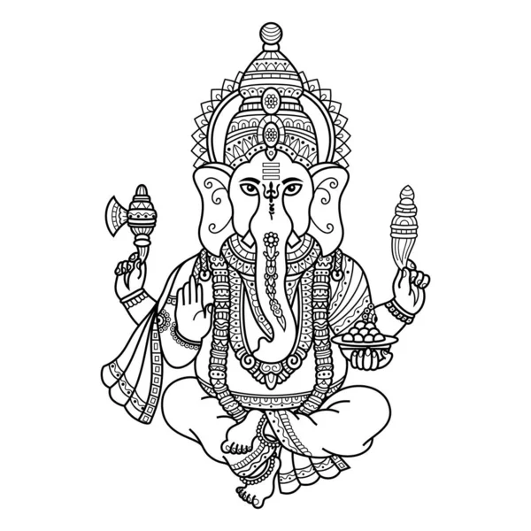 Kézzel Rajzolt Ganesha Zentangle Style — Stock Vector