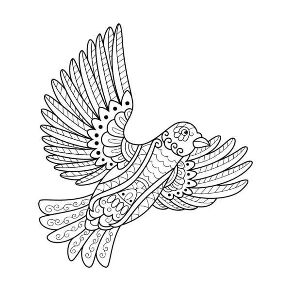 Ręcznie Rysowane Nucącego Ptaka Stylu Zentangle — Wektor stockowy