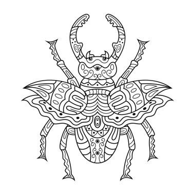 Zentangle stili Böcek 'in el çizimi