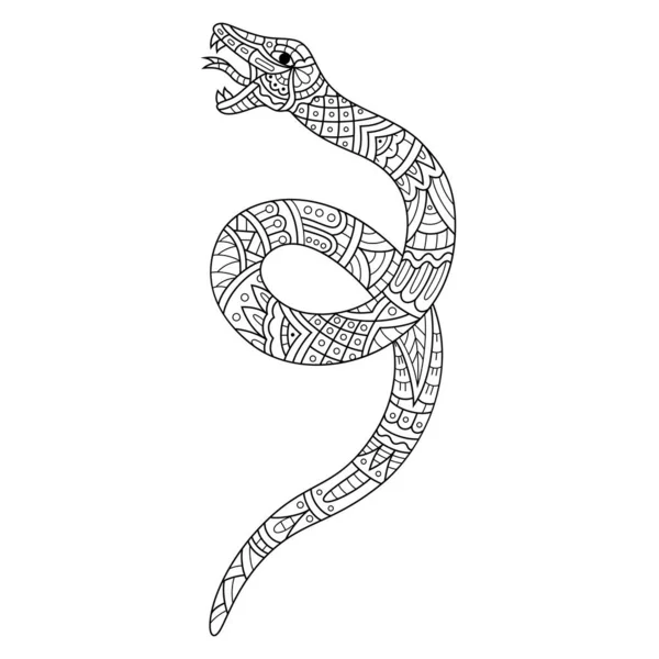 Dessiné Main Serpent Dans Style Zentangle — Image vectorielle