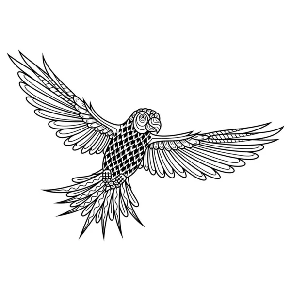 Hand Drawn Cockatoos Bird Zentangle Style — Διανυσματικό Αρχείο