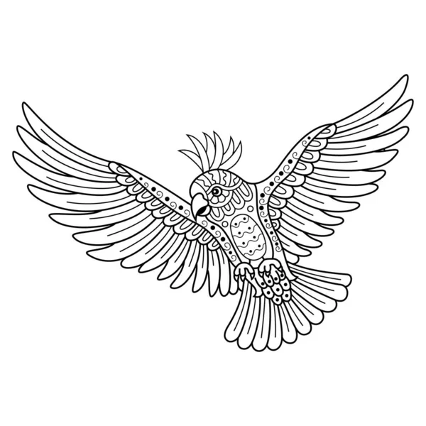 Hand Drawn Cockatoo Zentangle Style — Vector de stock