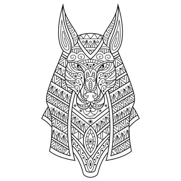 Hand Drawn Anubis Zentangle Style — Vettoriale Stock