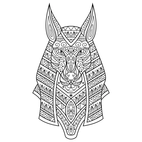 Zentangle biçiminde anubis 'in el çizimi