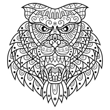 Zentangle stili kılıç dişli elle çizilmiş.