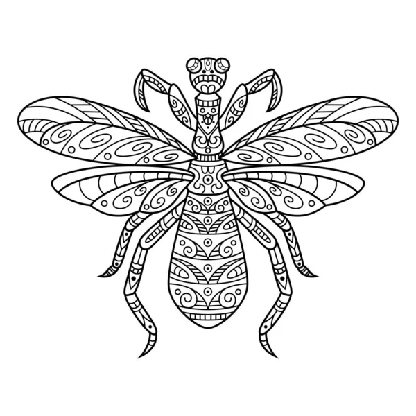 Hand Drawn Mantis Zentangle Style — ストックベクタ