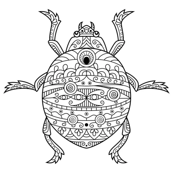 Hand Drawn Ladybug Zentangle Style — ストックベクタ