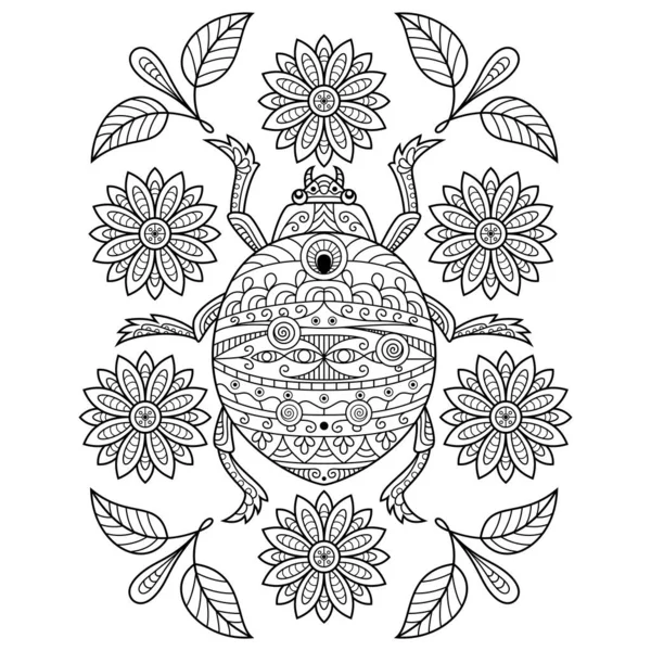 Hand Drawn Ladybug Zentangle Style — ストックベクタ
