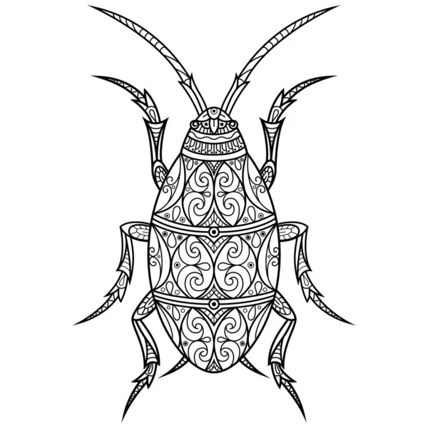 Hand Drawn Cockroach Zentangle Style — ストックベクタ