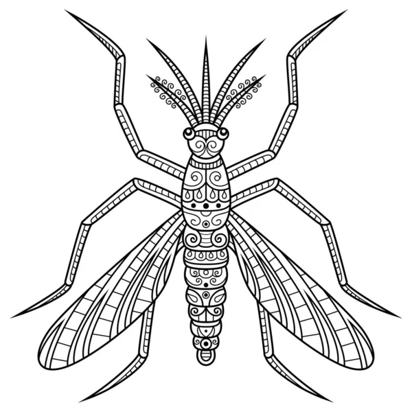 Hand Drawn Mosquito Zentangle Style — 스톡 벡터