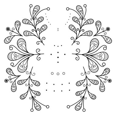 Çiçek ve yaprağın zentangle stili çizimi