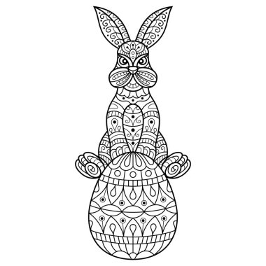 Zentangle stili tavşan çizilmiş.