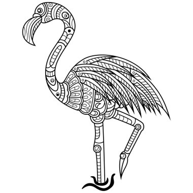 Zentangle stilinde flamingo çizilmiş