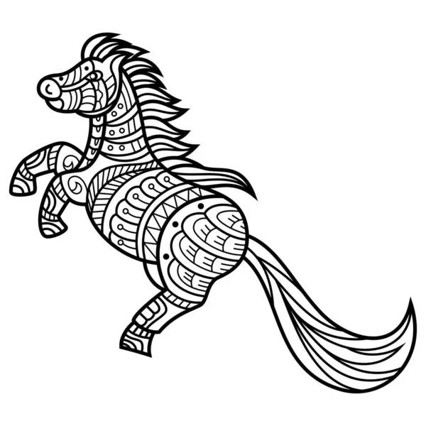 Ručně Kreslený Kůň Zakřiveném Stylu — Stockový vektor