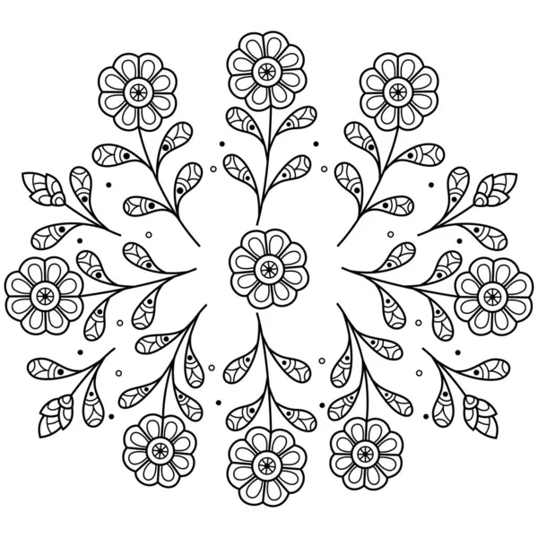 Ręcznie Rysowane Kwiaty Liść Stylu Zentangle — Wektor stockowy
