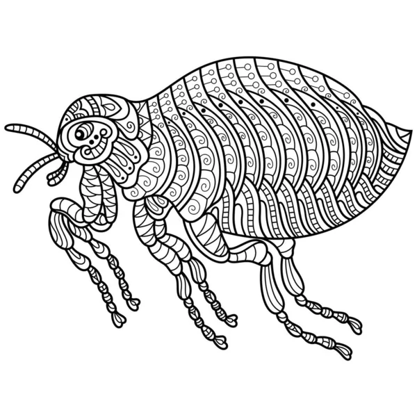 Hand Drawn Flea Zentangle Style — Vector de stock