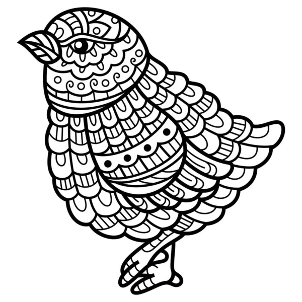 Hand Drawn Chick Zentangle Style — Vettoriale Stock