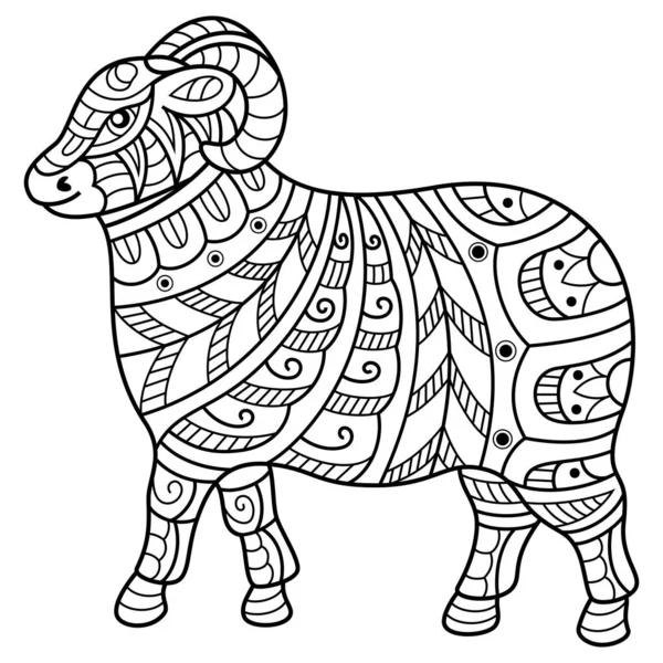 Hand Drawn Goat Zentangle Style — Vetor de Stock