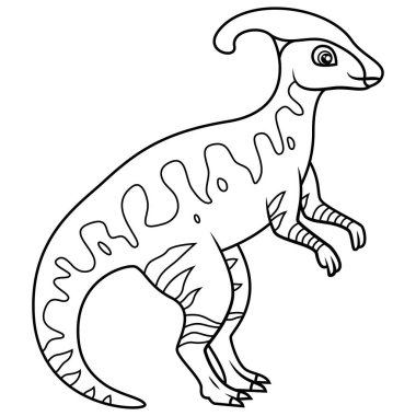 Title: hand drawn of parasaurolophus line art