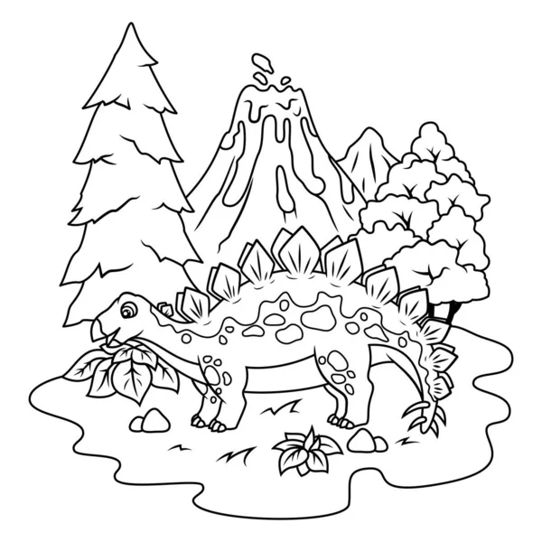 Ručně Kreslený Stegosaurus Line Art — Stockový vektor