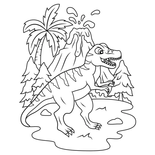 ティラノサウルス ラインアートの手描き — ストックベクタ