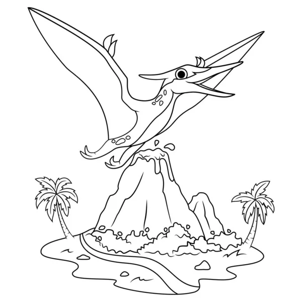 Dibujado Mano Arte Línea Pteranodon — Vector de stock