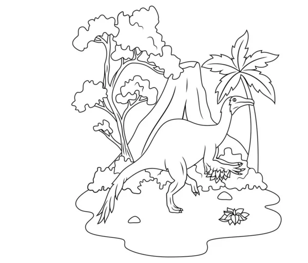 Ručně Kreslený Deinocheirus Linie Umění — Stockový vektor