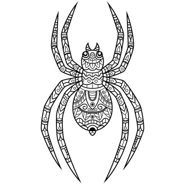 Zentangle tarzında çizilmiş bir örümcek.