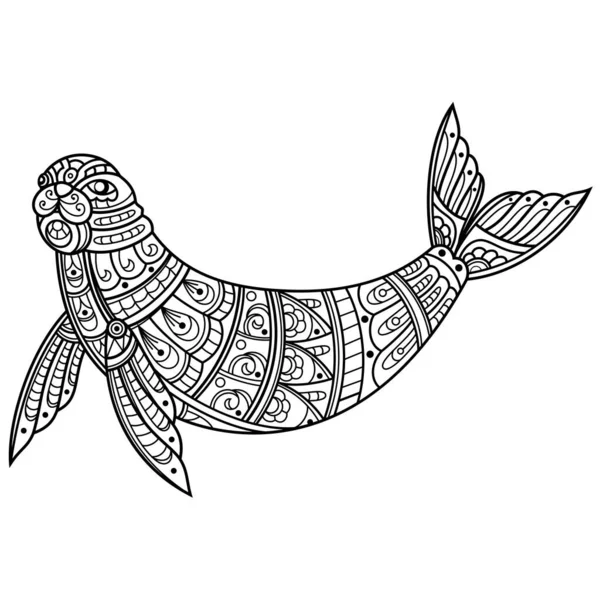 Mão Desenhada Selos Estilo Zentangle — Vetor de Stock