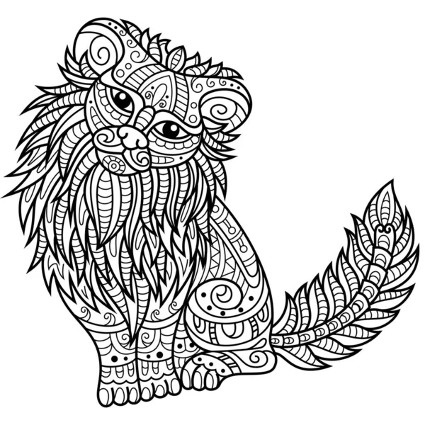 Dibujado Mano Gato Estilo Zentangle — Vector de stock