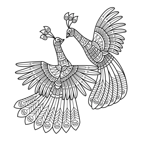 鳥のパステル画 鳩鳥の手をゼンタングル風に描いたもの ストックベクター