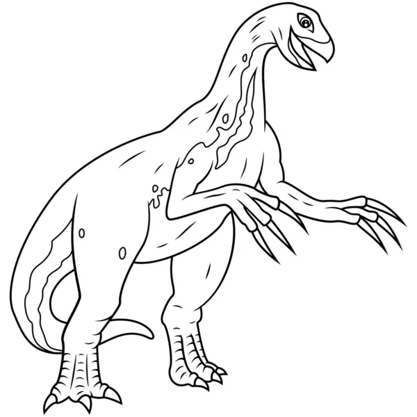 手描きのテリジノサウルス ラインアート — ストックベクタ