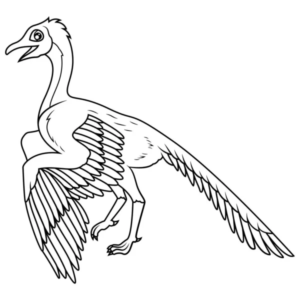 Hand Drawn Archaeopteryx Line Art — Stock Vector