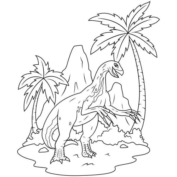 Mano Dibujada Therizinosaurus Line Art — Archivo Imágenes Vectoriales