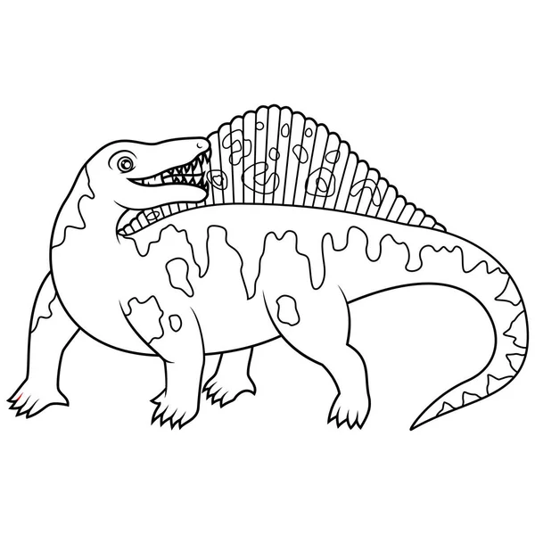 Hand Drawn Dimetrodon Line Art — Stock Vector