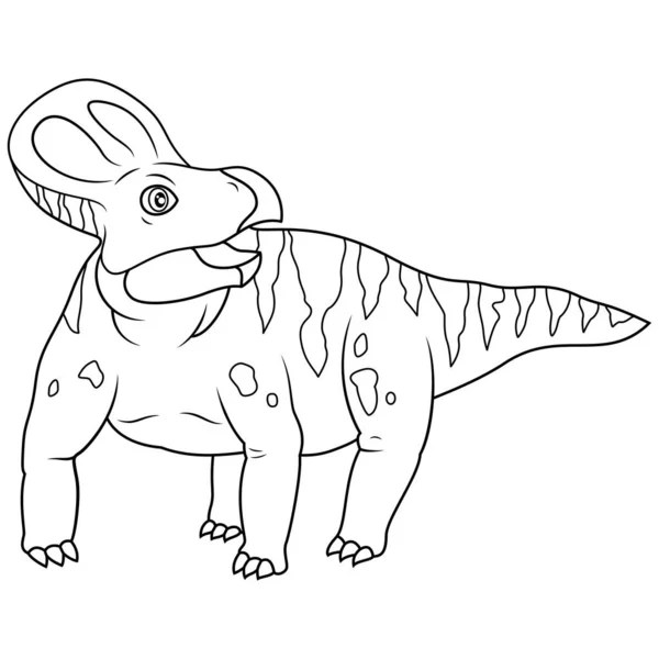 Mão Desenhada Protoceratops Linha Arte — Vetor de Stock