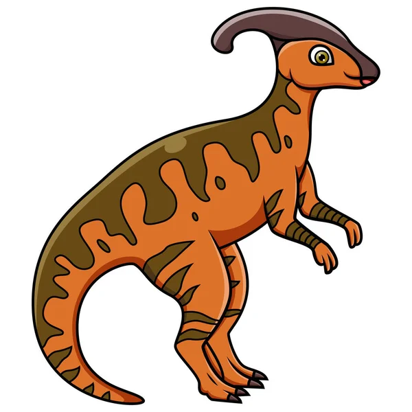 Cartoon Parasaurolophus Isolated White Background — Stock Vector