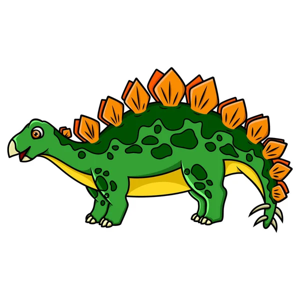 Cartoon Gelukkig Stegosaurus Witte Achtergrond — Stockvector