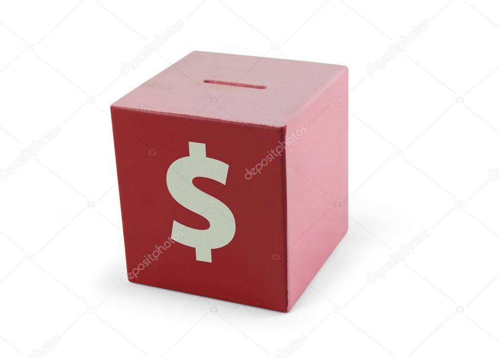 Red and pink Dollar money box