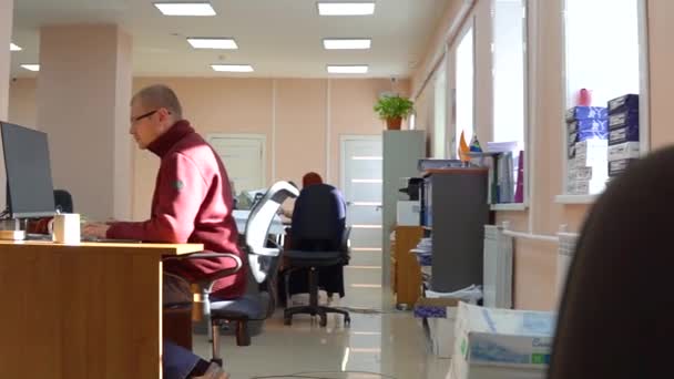 Petit Bureau Journée Ennuyeux Processus Travail Personnel Travail Routine Intérieur — Video