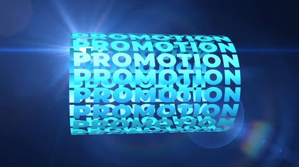 Promotion Blue Text Word Tube Rotating Animation Seamless Loop Isolated — Stock Photo, Image