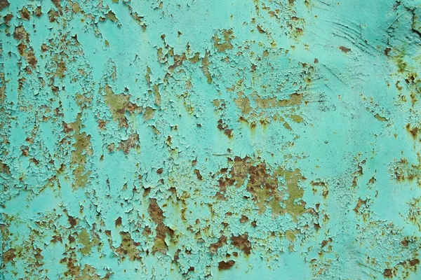Fundo Folha Metal Enferrujado Velho Com Descascamento Tinta Verde — Fotografia de Stock