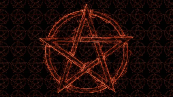 Pentagram Narysowany Prawdziwym Ogniem Powietrzu Ciemną Noc — Zdjęcie stockowe