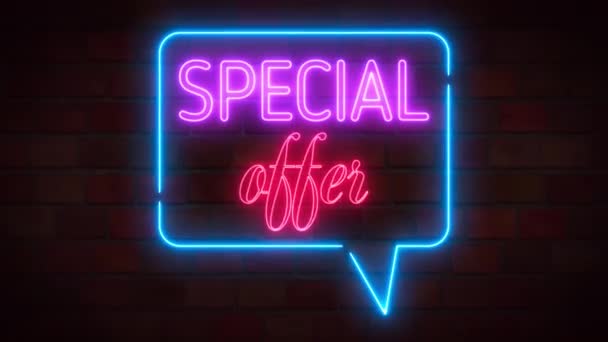 Special Offer Neon Sign Background Promo Video Concept Sale Clearance — Stock video