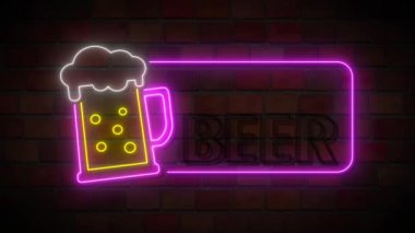 Bright neon sign that says Free Beer on a brick wall, electric pub signage.