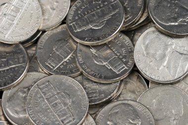 Amerikan nickels yakın çekim