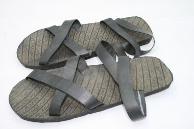 beyaz izole Lastik Sandaletler