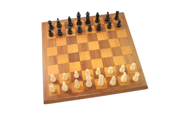 Tabuleiro de xadrez isolado em branco — Fotografia de Stock